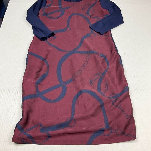 Lauren Ralph Lauren Pencil Dress Equestrian Print 3/4 Sleeve Zip Pullover Small - Picture 2 of 10